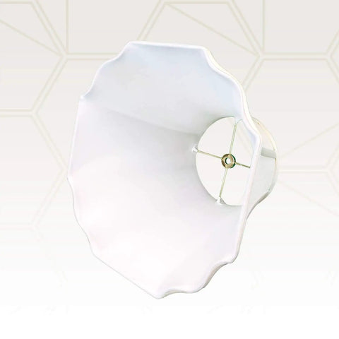 Flare Bottom Outside Corner Scalloped Lamp Shade Set White 6.5 X 12 X 9.25 Inches 2 Pack Hand Tailored Silk Type Shantung Fabric With Soft Polycotton Lining Great For Table Lamps Classic Home Lighting Accessory