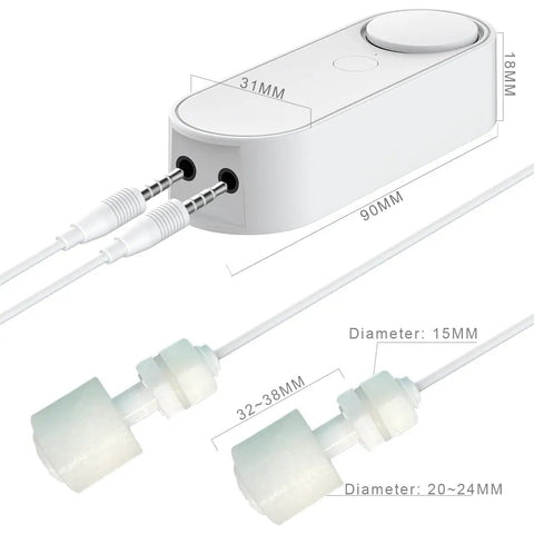 Smart Water Level Detector With Dual Probes And WiFi Connectivity, No Fuss High Low Alarm System, Detached 16.4Ft Detection Line, Left And Right Dual Alarms, Real Time Remote App Monitoring, Dual Alerts, Battery Powered For Easy Setup. White plastic sensor 90mm x 31mm