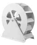 Emergency Power Supply 50W Micro Hydroelectric Generator With Silent Belt Drive Water Turbine For Rivers And Remote Areas Low Water Flow Compatible Ideal Backup Power For Off Grid Homes And Camps side view of white water turbine.