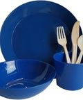 One Person Camping Dish Table Set For Outdoors Washable Reusable Polypropylene Dinnerware Kit with plate, bowl, cup, spork, fork, knife
