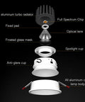 Top Shelf Led Recessed Downlights With 7W Cob Bulbs And 3.3 Inch Trim For Straightforward DIY Upgrades disassembled components view.