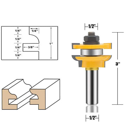 Three Piece Router Bit Set With Half Inch Shank For Round Over Cove And Raised Panel Cabinet Door Bits Rail And Stile