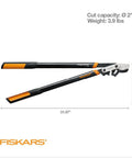32 Inch Steel Blade Bypass Lopper for Tree Trimming Heavy Duty With PowerGear2 Technology in side view, orange and black handle