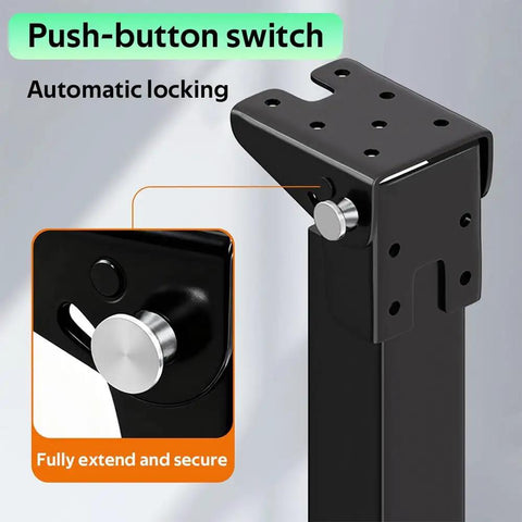 Heavy Duty Folding Table Legs 4-Pack, Metal Support For DIY Desks, Camping, Cabinets showcasing push-button switch