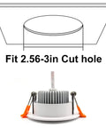 3 Inch LED Recessed Downlight 5W Dimmable Ceiling Fixture 40W Halogen Equivalent CRI80 5000K Daylight White, cut hole diagram