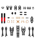 LS220 220mm Wheelbase 5 Inch T700 Carbon Fiber Frame Kit components laid out including arms and plates