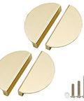Half Moon Cabinet Pulls Four Pack Semicircle Drawer Handles With 2.52 Inch Hole Spacing And Elegant Gold Finish Edge Pulls For Kitchen Cabinets