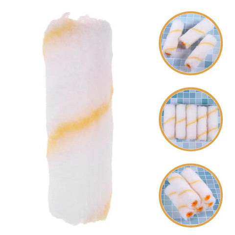 20-Piece Mini Paint Roller Covers Kit Delivers Rock Solid Performance On Drywall Mud And Concrete Surfaces While Your Brush Stays Slick With Zero Drips This Reusable Washable Set Gives You That Pro Smoother Than Silk Finish Every Single Project Run - Mini paint roller cover with yellow stripe, ideal for smooth finishes.