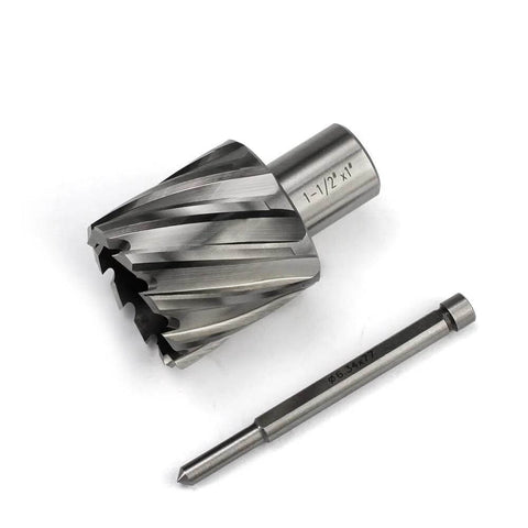 2-piece annular cutter set: 1-1/2 in cutter with Weldon shank and HSS slugger bit for magnetic drill press