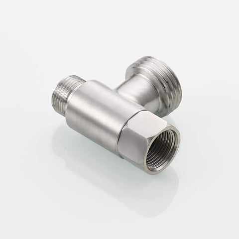 Three Eighths Inch And One Half Inch Stainless Steel Tee Connector With Fittings Nickel Brushed Finish Easy Install Toilet Valve Adapter For Water Line And Flexible Hose Durable Plumbing Tee For Home Renovations