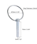 Three Pack Linch Pin With Ring Set 1/2 Inch By 2-3/4 Inch Carbon Steel Trailer Pins for outdoor use, single pin with measurements