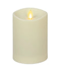 Outdoor Flameless LED Ivory Candle With Real Moving Flame And Melted Edge 3.75 Inch By 5 Inch Battery Operated Timer No Fuss All
