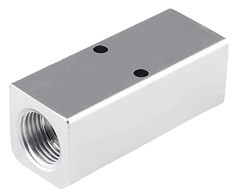 Two Way Pneumatic Manifold Air Distribution Block With G1/2 Inlet Ports And G1/4 Outlet Ports Aluminum Alloy Construction
