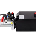 Aynuma 12V DC 3HP Double Acting Hydraulic Power Unit with 6 Quart Steel Reservoir and SAE #6 ports for machinery.