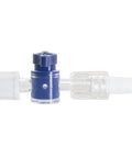 MEETOOT disposable medical 2-way stopcock valve with Luer lock connectors; blue body, clear ends