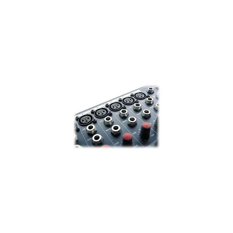 Top view of EPM8 8 Channel Live Sound Mixer with Dual Aux Buses, XLR And 1/4 Inch Jack Sockets.