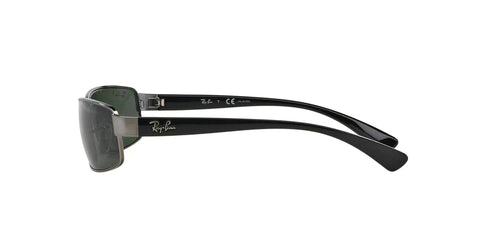Side view of Metal Rectangular Sunglasses With Polarized Green Lenses In Gunmetal Frame 62 mm Durable Vintage Style Eyewear Unisex
