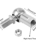 4 Pack M5 Right Thread Ball Socket Universal Joints Carbon Steel Ball Head Rod End Bearings Zinc Plated High Hardness Low Friction Great For Automotive Doors Cabinets And Hinged Fixtures, angled view with M5 right-hand thread and nut