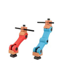 Universal Adjustable CNC Mill Work Stop Positioner For Lathe And Milling Machines Hella Accurate Locator Tool shown in red and blue colors.