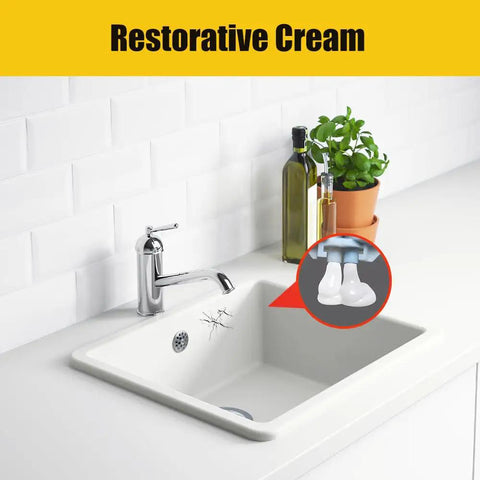 All Purpose Tile And Stone Crack Repair Kit repairing ceramic sink with pro-grade adhesive in kitchen setting