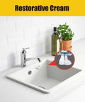 Sink with crack being repaired using DIY Tile And Stone Crack Repair Kit 2 Pack For Porcelain Quartz Countertops Granite Marble And Ceramic Glaze Multisurface Chip Fix With Precise Color Matching Paste