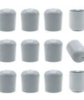 Heavy Duty Folding Chair Leg Caps 12 Pack Premium Grey Floor Savers Top Tier Made Tough zero scratch plastic glides in grey.