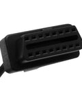 Close-up of OBD II 16 pin connector of Six Pin To OBD2 CAN Diagnostic Tool Cable Adapter For BRP Can Am Motorcycles ATVs UTVs And Bikes.