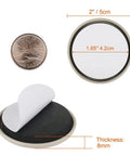 2 Inch Stick On Furniture Sliders 12 Pack Glides For Easy Moving On Carpet And Hardwood Floors beige round slider with adhesive back shown next to a coin for size comparison