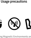 Usage precautions for Straight Up Premium Genuine Key Card Replacement Pair For Tesla Model Two showing icons for magnetic fields, signals, and bending.