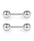 Four Pack Stainless Steel Ball Barbell Earrings Set For Helix Tragus Cartilage And Earlobe Piercings For Men And Women 20G One Quarter Inch Polished Silver Three To Six Millimeter Hypoallergenic Lead Free Nickel Free Surgical Grade 316L, two silver barbells