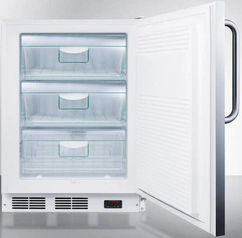 Sweet Stainless Steel Upright Freezer Packs A Deadbolt Lock Snugly Tucks Under Counters And Ada Spaces Commercial Grade certified kitchen freezer with three clear drawers.