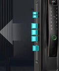 Close-up of the Smart Video Door Lock With Digital Fingerprint Scanner And Remote Access featuring locking mechanism.