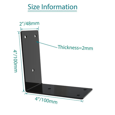 Heavy Duty L Shaped Corner Brackets For Raised Garden Beds Black Stainless Steel Angle Braces size 100x100x48x2mm