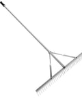 36 Inch Aluminum Garden Rake With 76 Inch Long Handle And 37 Tines, Wide Head Rake For Lawns And Landscaping