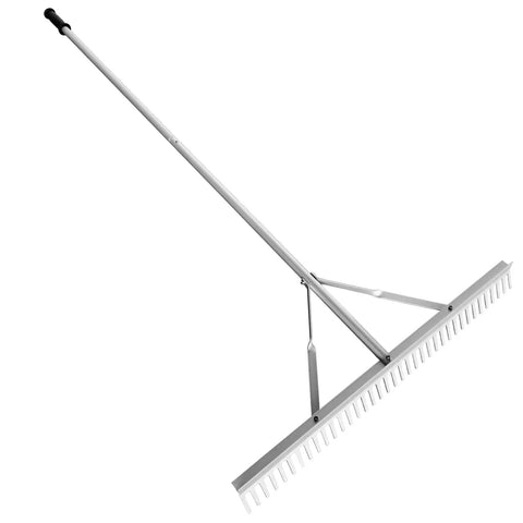 36 Inch Aluminum Garden Rake With 76 Inch Long Handle And 37 Tines, Wide Head Rake For Lawns And Landscaping