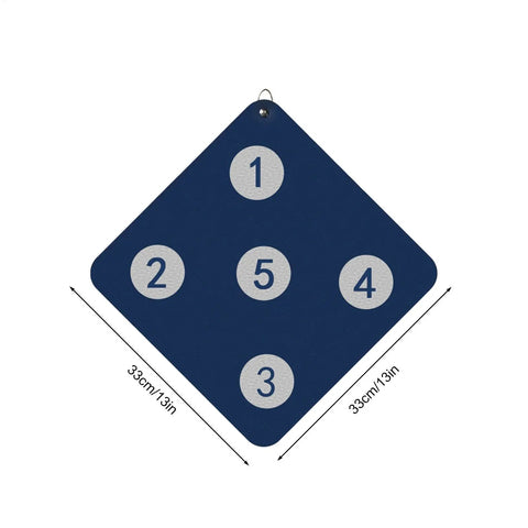 Wall Mounted Archery Style Fencing Target For Saber Foil And Epee Training With Five Bullseye Zones, dark blue square target