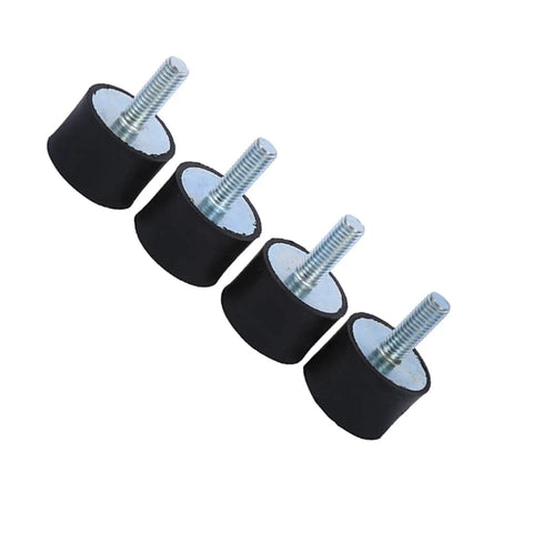 Rugged Heavy Duty Rubber Mounts And Vibration Isolation Shock Absorber For Medical And Mechanical Equipment Reduces Noise And Protects Gear With Durable Rubber And Zinc Coated Steel M8x23 VD30x20, four black rubber mounts