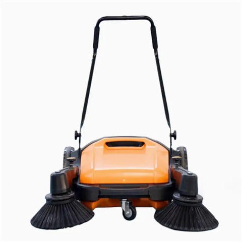 UILMLIO Heavy Duty Manual Push Floor Sweeper With Large Trash Bin Durable Design For Factory Warehouse Workshop Cleaning Unpowered Vehicle