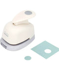 Three Eighths Inch Circle Lever Action Craft Punch For Paper Crafting And Scrapbooking with punched paper and circle cutout