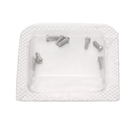 Micro Watch Repair Screws Stainless Steel Back Cover Hardware 8 Piece Set in packaging for reliable timepiece maintenance.