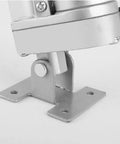 Close-up of Two Pack Linear Actuator Mounting Brackets Silver Beefy Heavy Duty Aluminum H Shape Mounts with actuator attached.