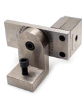 Versatile EDM Dedicated Fixture With 360 Degree Swivel Clamp for Fixed Workpiece, shown with scale markings and clamp screws.