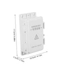 Heavy Duty Outdoor Electrical Enclosure Plastic Junction Box Waterproof For Surveillance Cameras And Electronic Components Systems Built To Last Through Rough Weather With Super Easy Install, shown front side with measurements.
