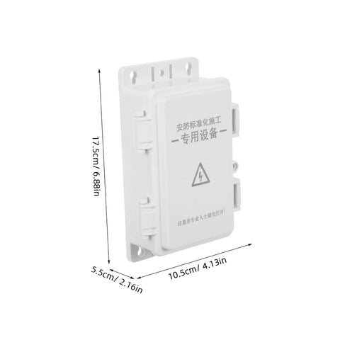 Heavy Duty Outdoor Electrical Enclosure Plastic Junction Box Waterproof For Surveillance Cameras And Electronic Components Systems Built To Last Through Rough Weather With Super Easy Install, shown front side with measurements.