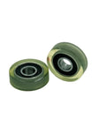 10 Pack Transparent Flat Cover Rubber Bearings With 6mm Holes And 20mm Pulley Diameter, Sliding Nylon Pulleys, close-up view