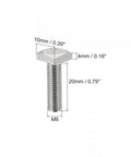 Heavy Duty Square Head Bolts 10 Piece Pack Fully Threaded 304 Stainless Steel Machine Screws, M6 x 20mm size.