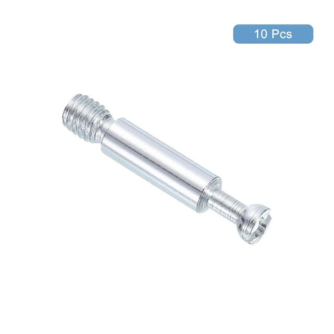 Solid Build 10 Pack Furniture Connectors, M6 Thread Dowel Bolts Cabinet Drawer Fasteners, Silver metal M6 bolt with cam lock end