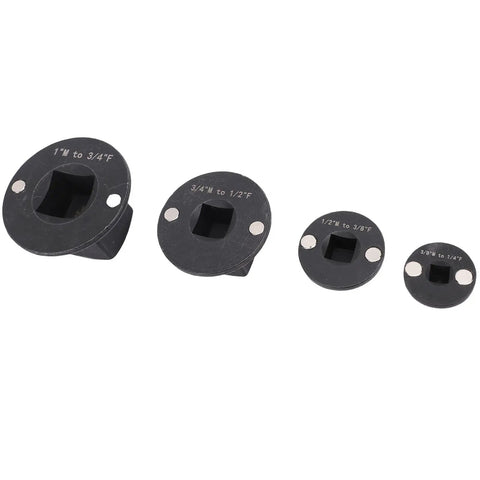 Compact Low Profile Impact Socket Adapters With Magnetic Inserts For Tight Spaces And Hard To Reach Bolts Crv Steel Drive Reducers 4 Piece Set, 1in to 1/4in
