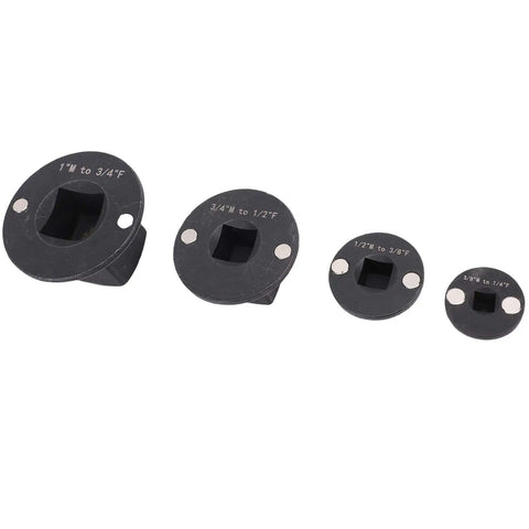 Heavy Duty Low Impact Socket Adapter Kit For Mechanics 4 Pieces Chrome Vanadium Steel Set With Magnetic Design To Tackle Hard Reach Bolts And Master Tough Jobs In Tight Confined Spaces Effortlessly, four adapters