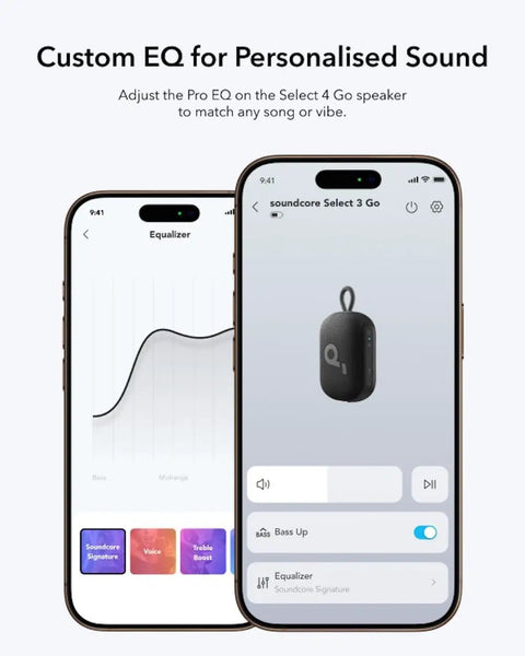 Mobile app interface for sound customization of Dope Bluetooth Shower Speaker With IP67 Waterproof, Floats, And 20 Hours Of Playtime.